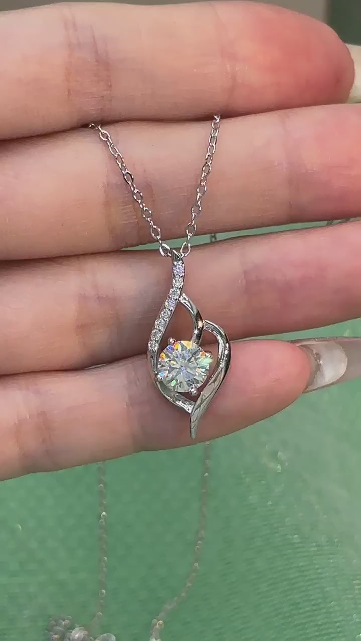 Silver Flame Moissanite Pendant Necklace